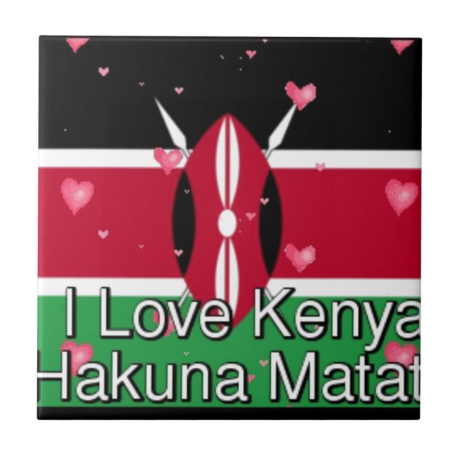 I Love Kenya and "Hakuna Matata" Art Print Tile (Front)