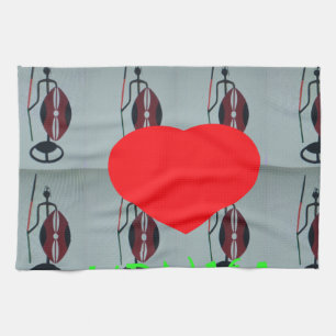 I Love Kenya Art Print Tea Towel