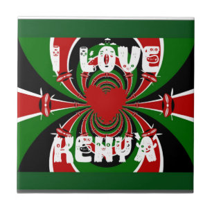 I Love Kenya: Beautiful Lovely National Flag Colou Tile