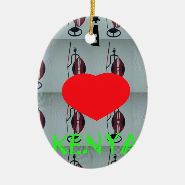 I Love Kenya Ceramic Tree Decoration (Front)