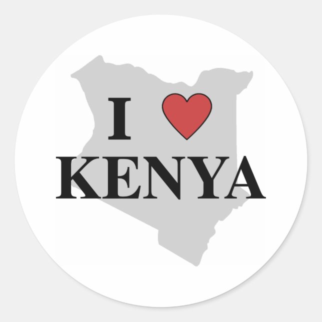 I Love Kenya Classic Round Sticker (Front)