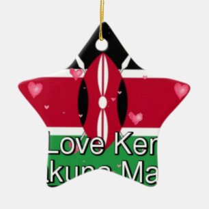 I Love ! Kenya Hakuna Matata Ceramic Tree Decoration