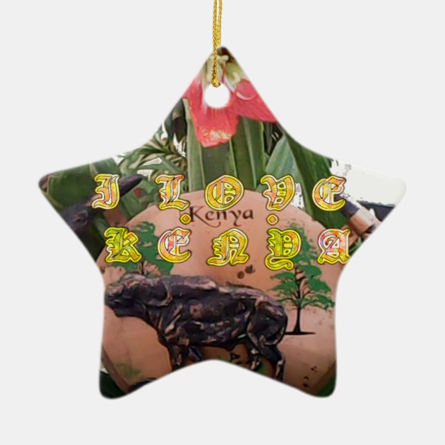 I Love kenya Hakuna Matata gifts Ceramic Tree Decoration (Front)