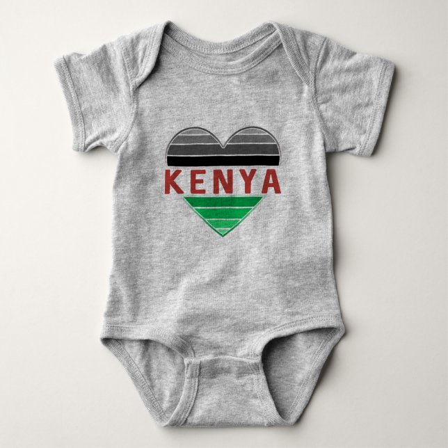 I Love Kenya, Kenyan Heart T-Shirt Baby Bodysuit (Front)