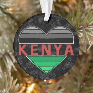 I Love Kenya, Kenyan Heart T-Shirt Ornament