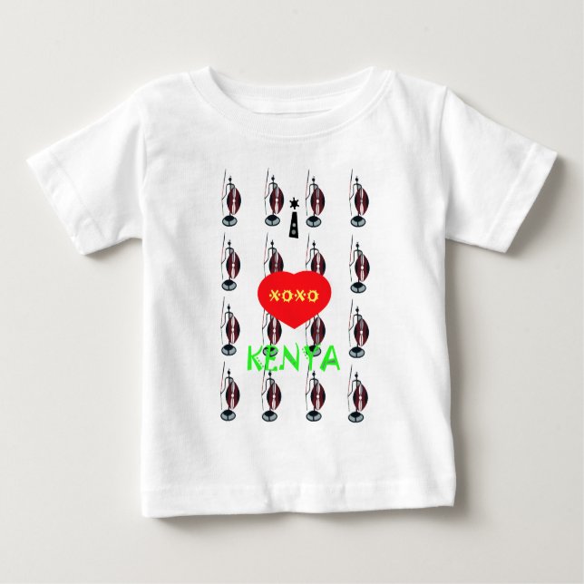 I Love Kenya Maasai Art Print Baby T-Shirt (Front)