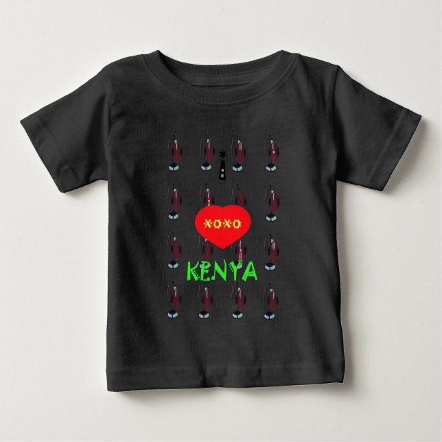 I Love Kenya Maasai Art Print Baby T-Shirt (Front)