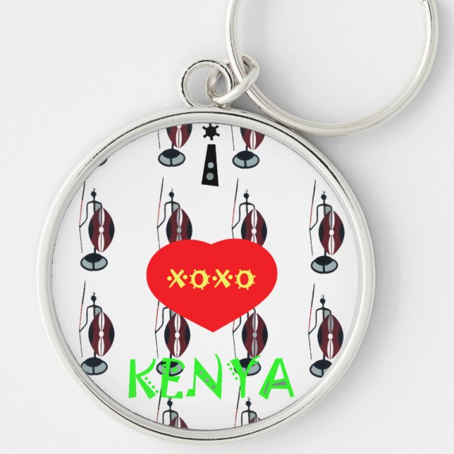 I Love Kenya Maasai Art Print Key Ring (Front)