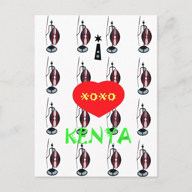 I Love Kenya Maasai Art Print Postcard (Front)