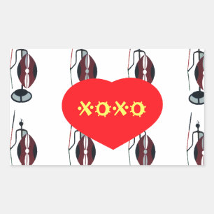 I Love Kenya Maasai Art Print Rectangular Sticker