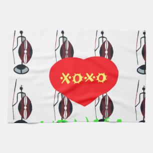 I Love Kenya Maasai Art Print Tea Towel