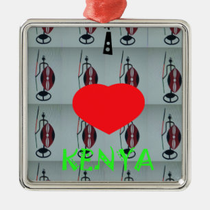 I Love Kenya Metal Tree Decoration
