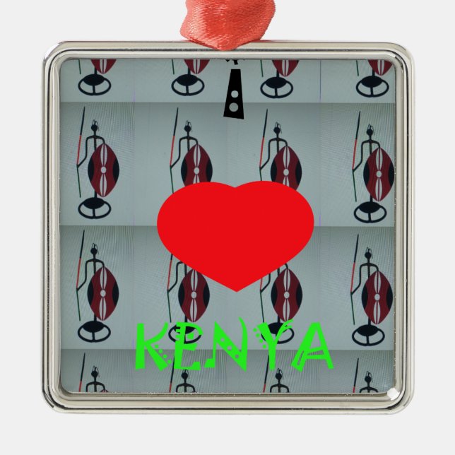 I Love Kenya Metal Tree Decoration (Front)