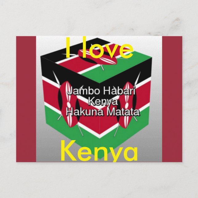 I Love Kenya national Flag 3D Postcard (Front)