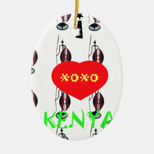 I Love Kenya XOXO Ceramic Tree Decoration