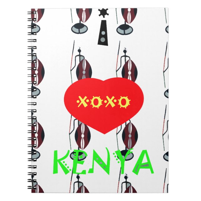 I Love Kenya XOXO Spiral Notebook (Front)