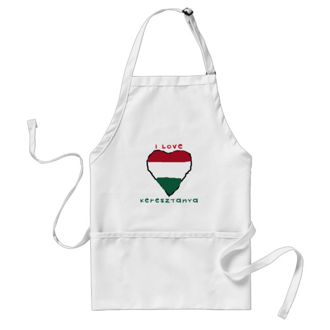 I Love Keresztanya Apron (Front)