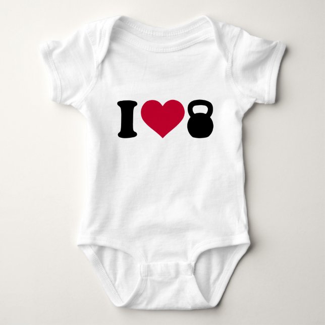 I love Kettlebell Baby Bodysuit (Front)