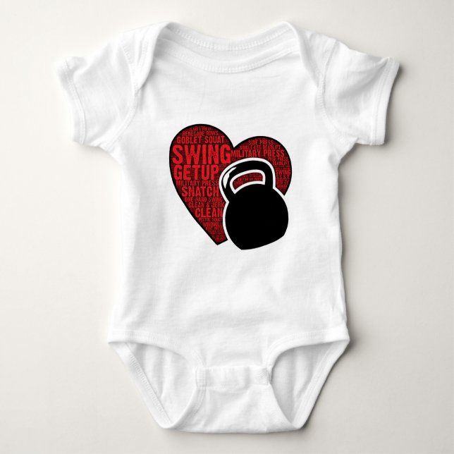 I LOVE KETTLEBELL DESIGN BABY BODYSUIT (Front)