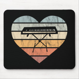 I Love Keyboard and Synthie Retro Heart Mouse Pad