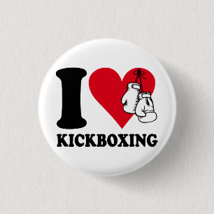 I love kickboxing 3 cm round badge