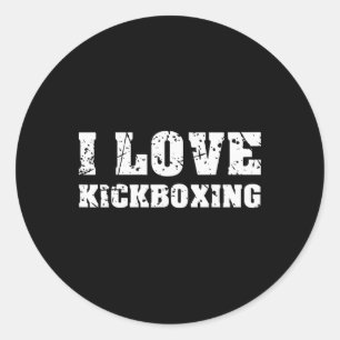I Love Kickboxing Gym Fitness For Men Women Retro  Classic Round Sticker