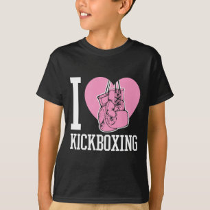 I Love Kickboxing Heart Funny Cute Boxing Martial T-Shirt