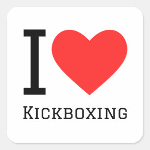 I love kickboxing square sticker