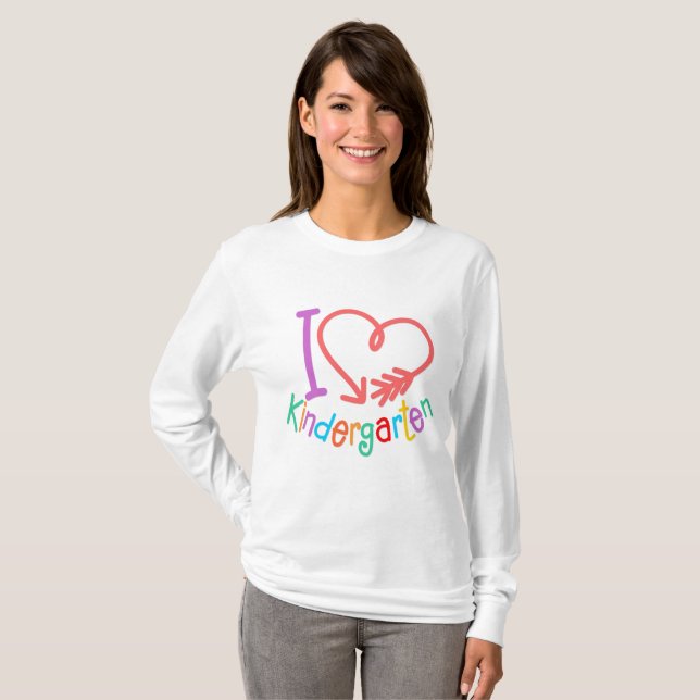 I Love Kindergarten Design T-Shirt (Front Full)