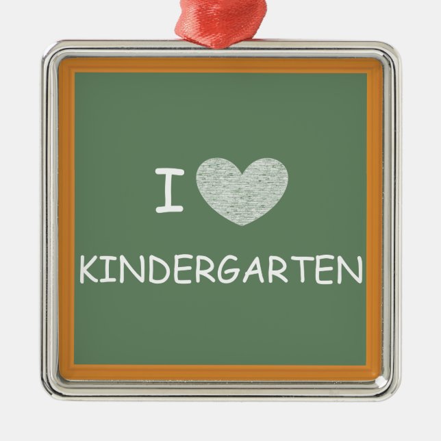 I Love Kindergarten Metal Tree Decoration (Front)