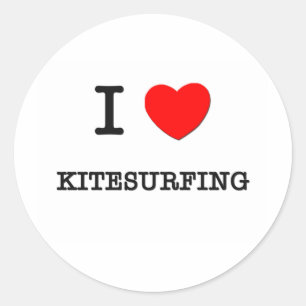I Love Kitesurfing Classic Round Sticker