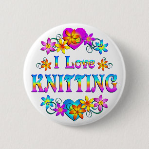 I Love Knitting 6 Cm Round Badge