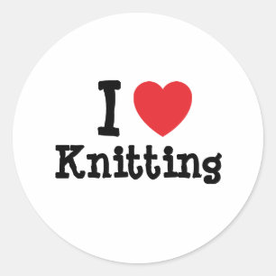 I love Knitting heart custom personalised Classic Round Sticker