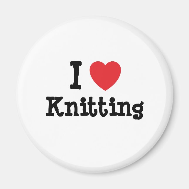 I love Knitting heart custom personalised Magnet (Front)