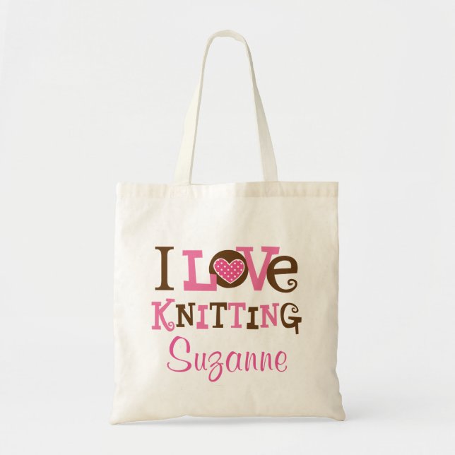 I Love Knitting (Knitter Gift) Personalised Bag (Front)