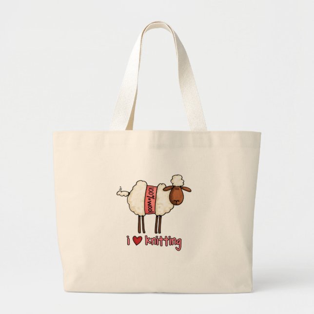 i love knitting large tote bag (Front)