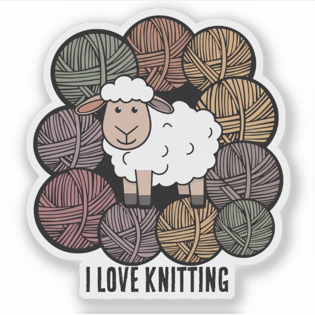 "I love knitting" sticker (Front)