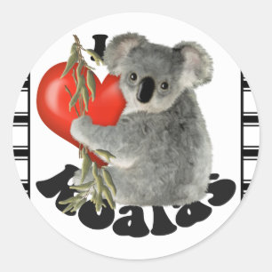 I Love Koalas Classic Round Sticker