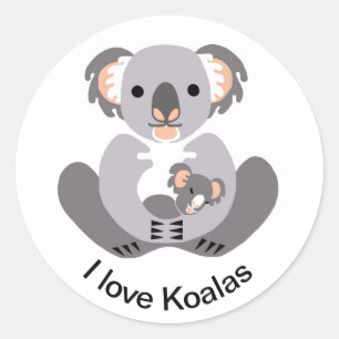 I love KOALAS - Marsupial - Aussie Wildlife - Natu Classic Round Sticker