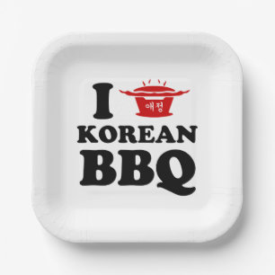 I Love Korean BBQ (고기구이) Paper Plate