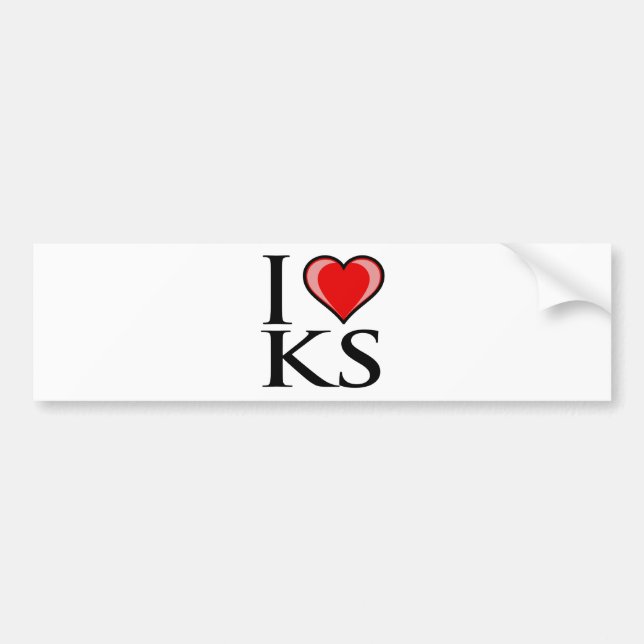 I Love KS - Kansas Bumper Sticker (Front)