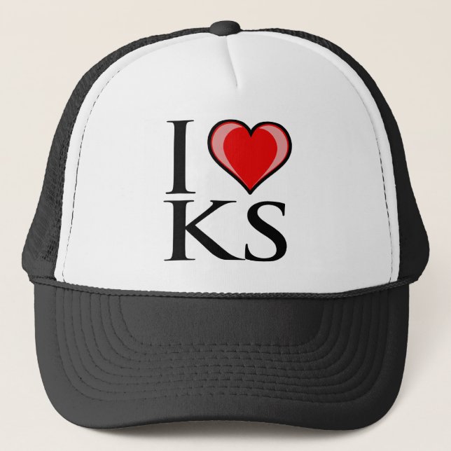 I Love KS - Kansas Trucker Hat (Front)