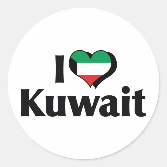 I Love Kuwait Flag Classic Round Sticker (Front)