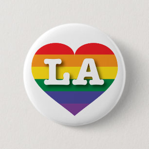 I Love LA Rainbow Heart 6 Cm Round Badge