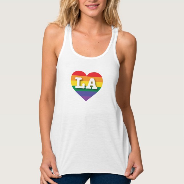 I Love LA Rainbow Heart Singlet (Front)
