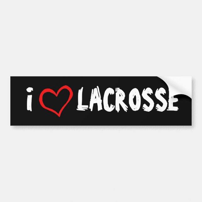 I Love Lacrosse Bumper Sticker (Front)