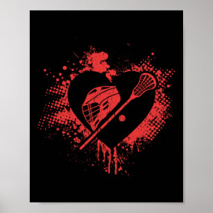I Love Lacrosse Funny Lacrosse Player Valentine's Poster