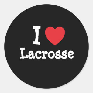 I love Lacrosse heart custom personalised Classic Round Sticker