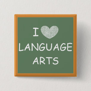 I Love Language Arts 15 Cm Square Badge