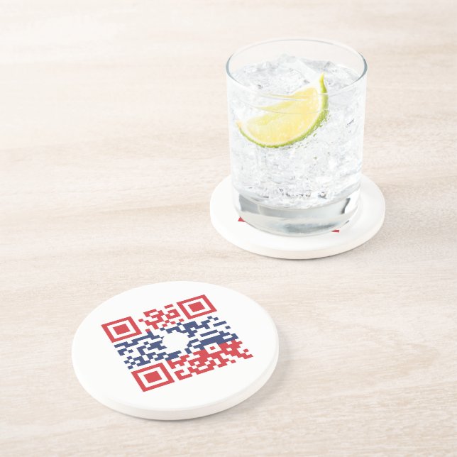 I Love Laos (Khoy Huk Lao) Flag QR Code | Lao Geek Coaster (Side)
